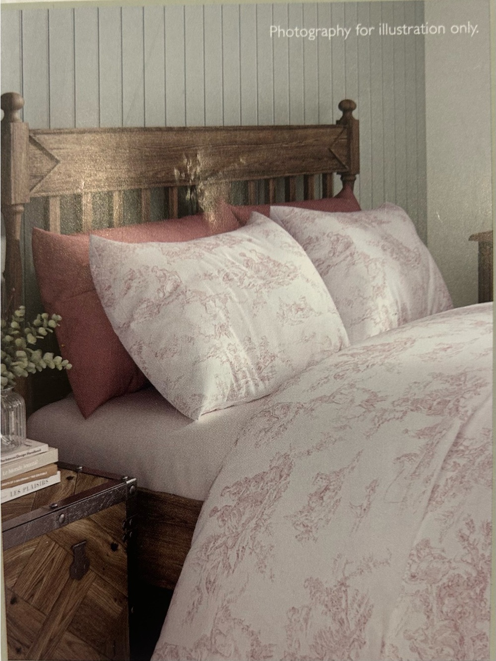 Cabbages and Roses Queen Duvet Set New Cotton Percale Country Toile Rose Pink - Picture 4 of 4